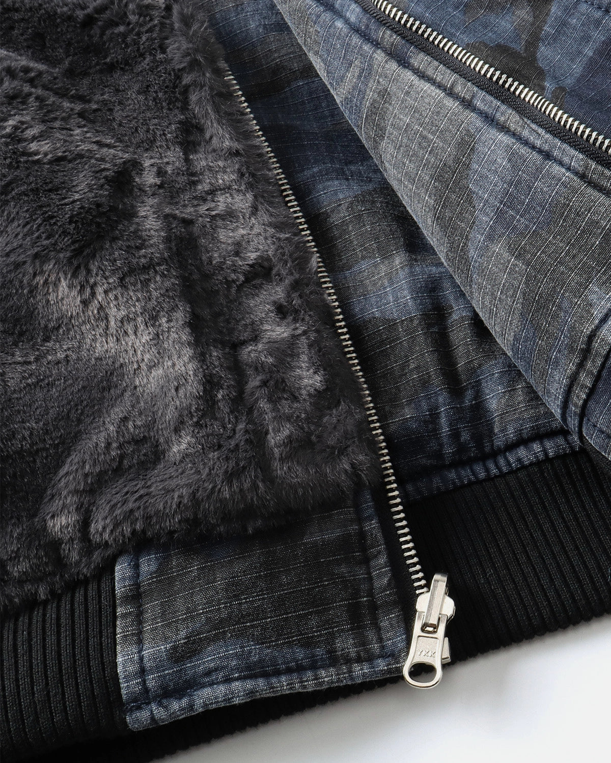 Omygoods Reversible Camo Faux Fur Hooded Jacket