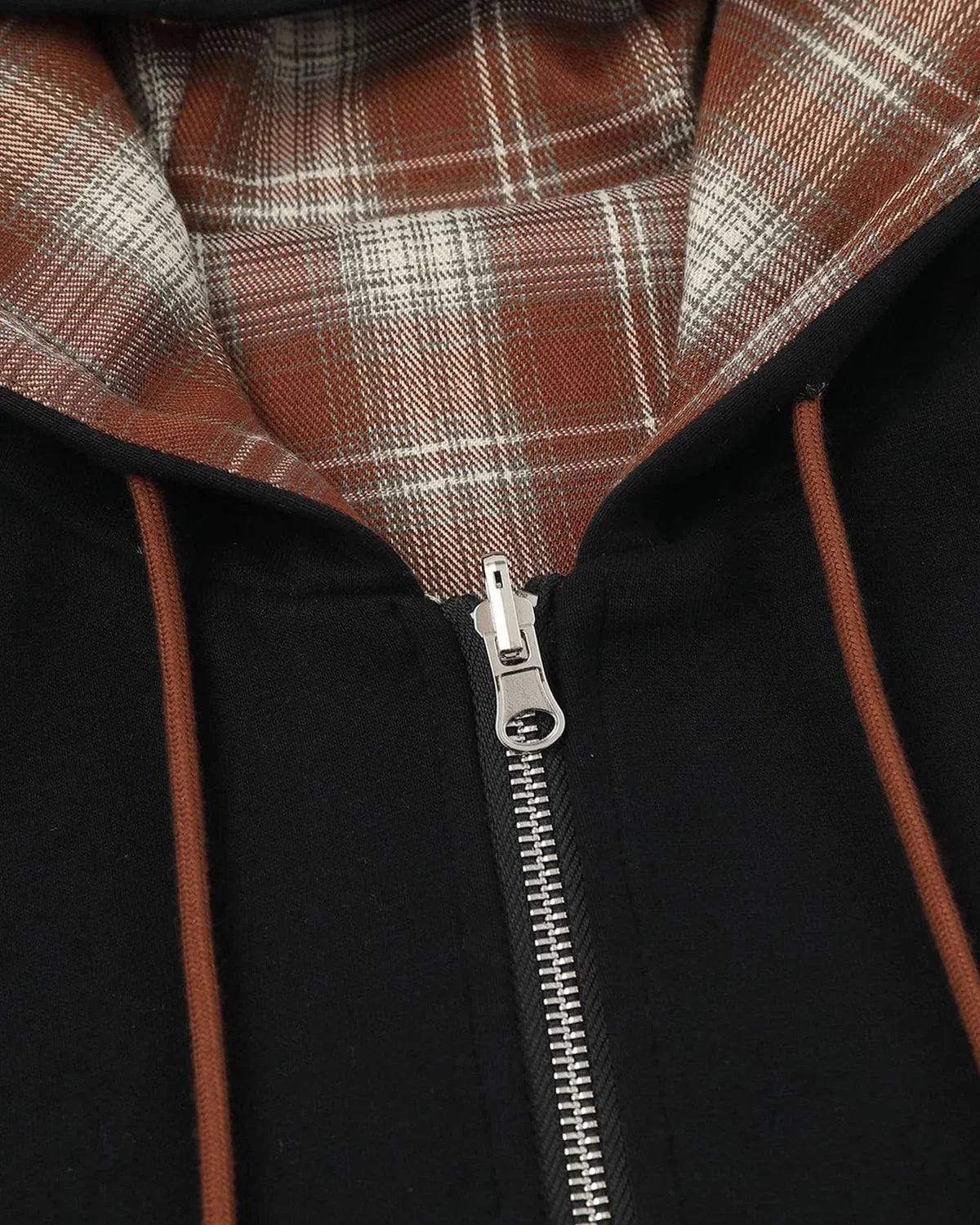 Omygoods Reversible Plaid Boxy Zip Up Hoodie