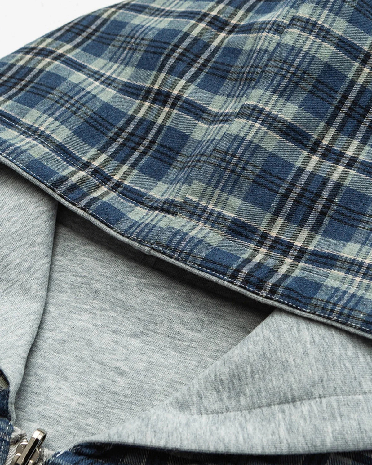 Omygoods Reversible Plaid Cropped Hoodie
