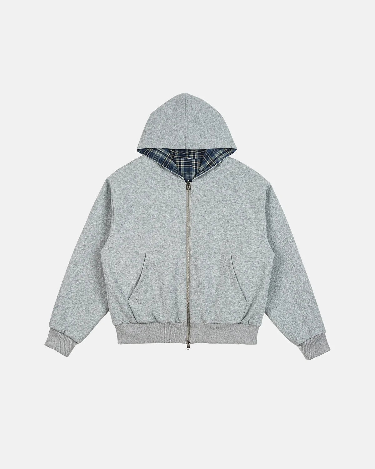 Omygoods Reversible Plaid Cropped Hoodie
