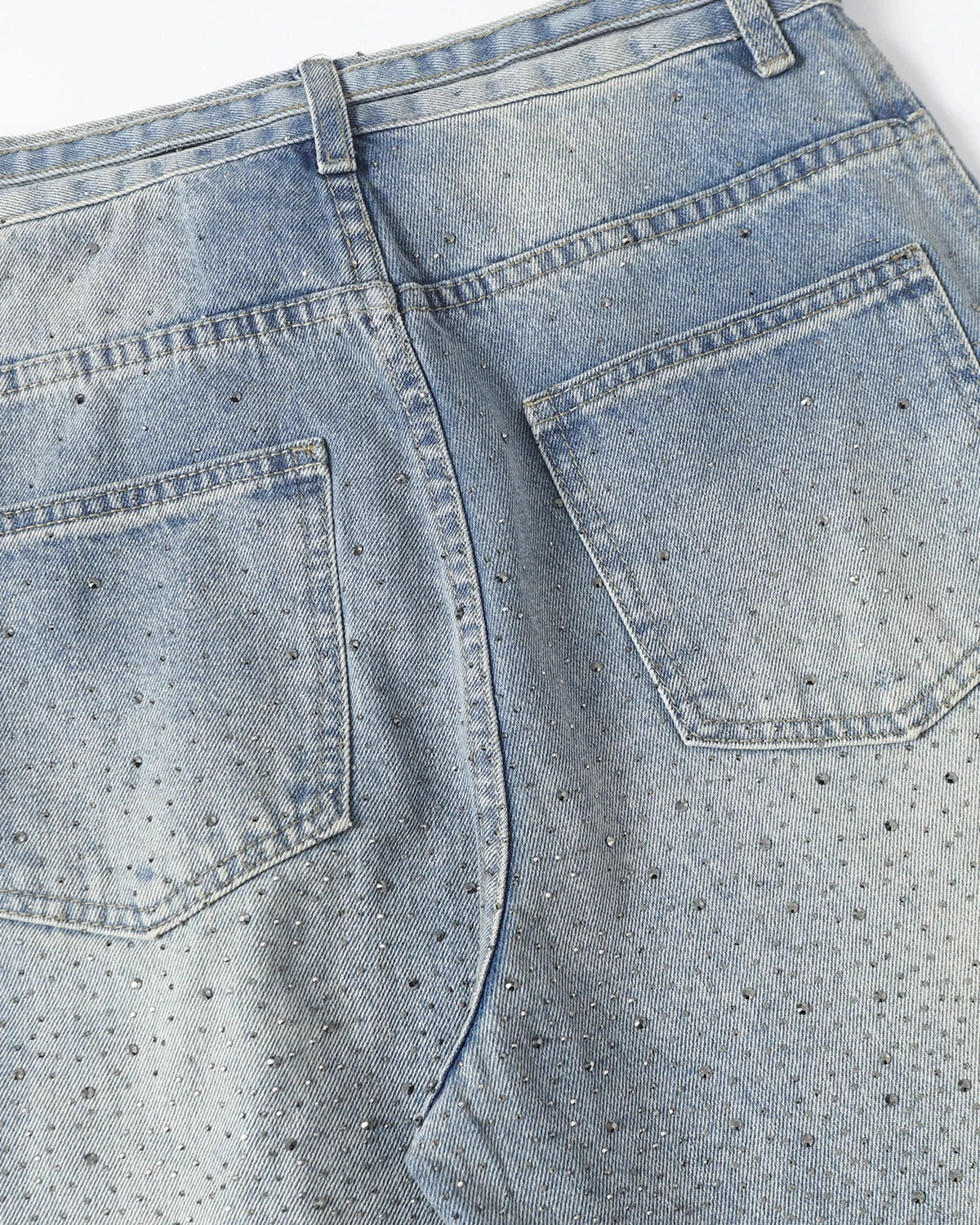 Omygoods Rhinestone Baggy Barrel Jeans