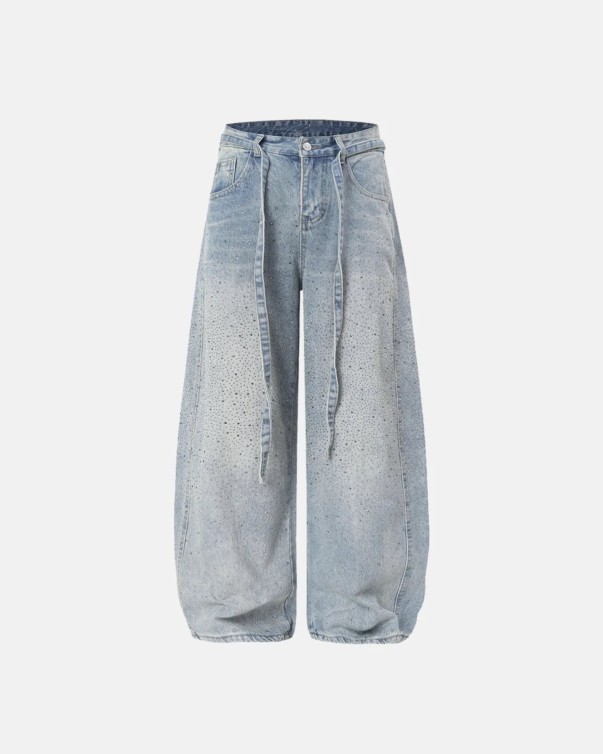 Omygoods Rhinestone Baggy Barrel Jeans