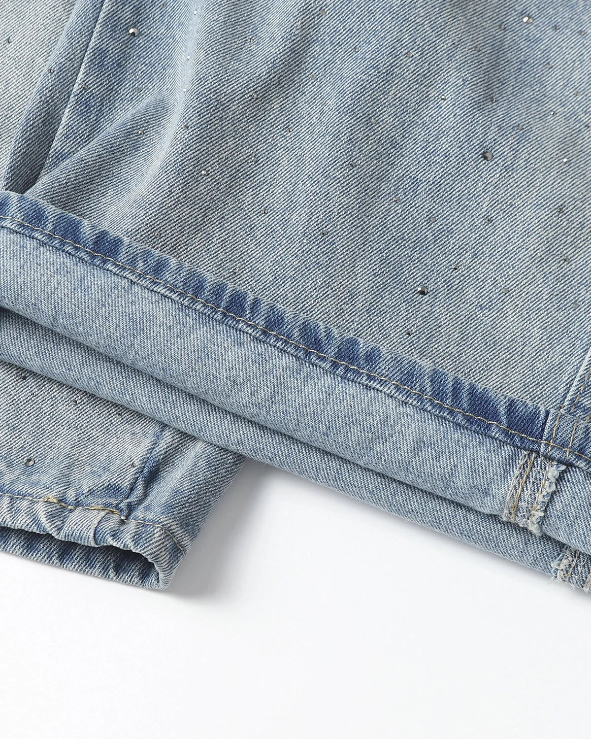 Omygoods Rhinestone Baggy Barrel Jeans