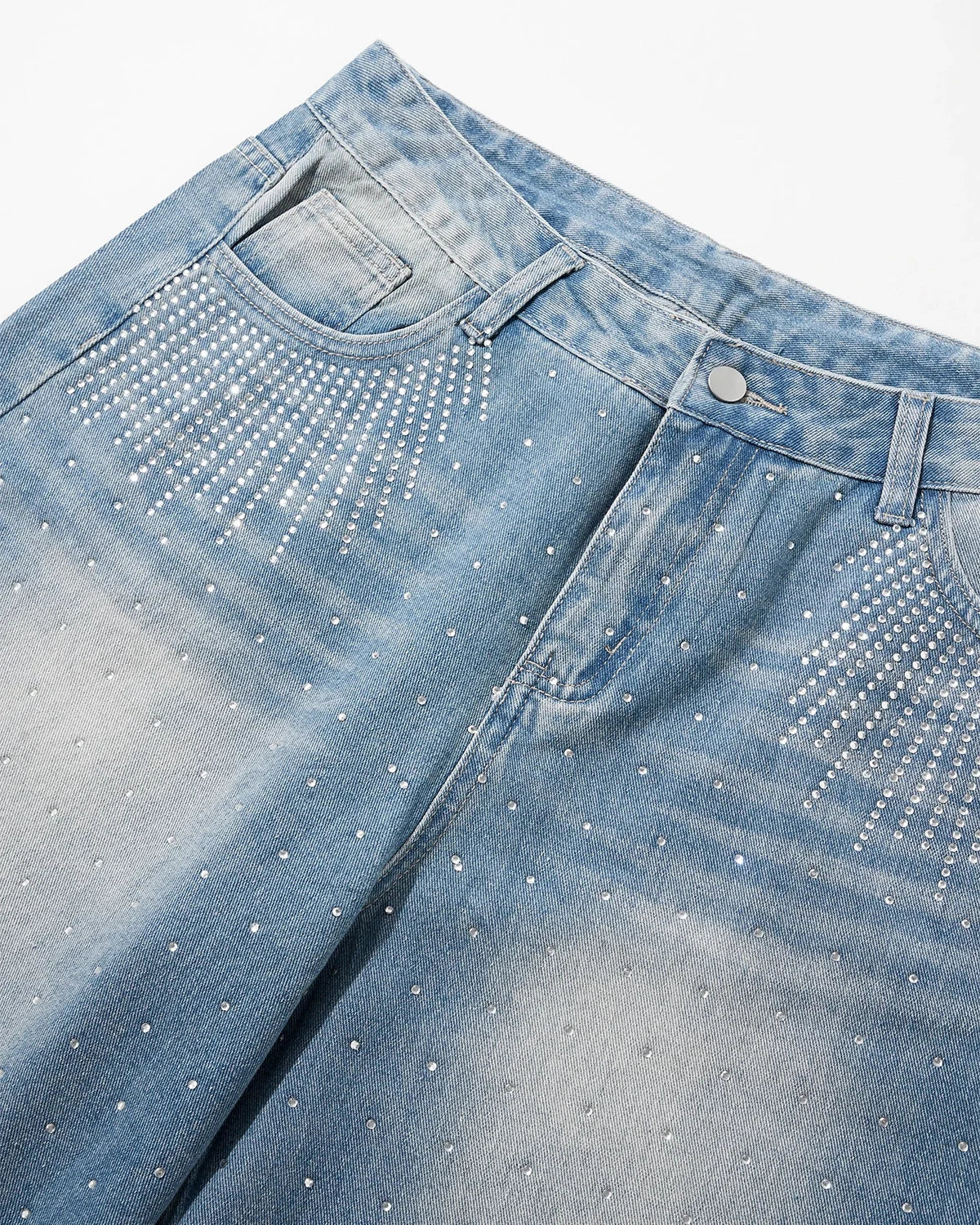 Omygoods Rhinestone Baggy Jeans Shorts
