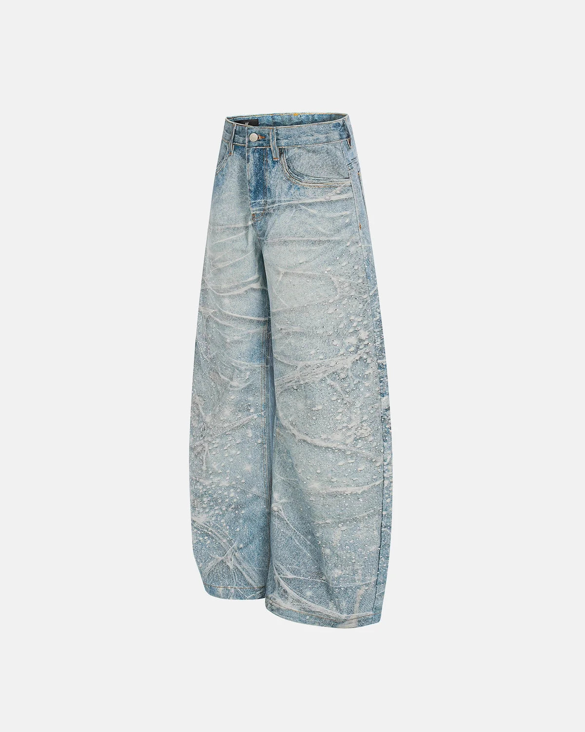 Omygoods Rhinestone Lightning Baggy Barrel Jeans