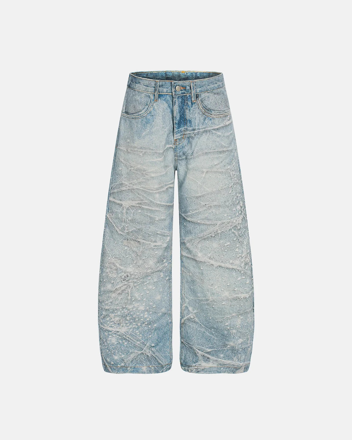 Omygoods Rhinestone Lightning Baggy Barrel Jeans