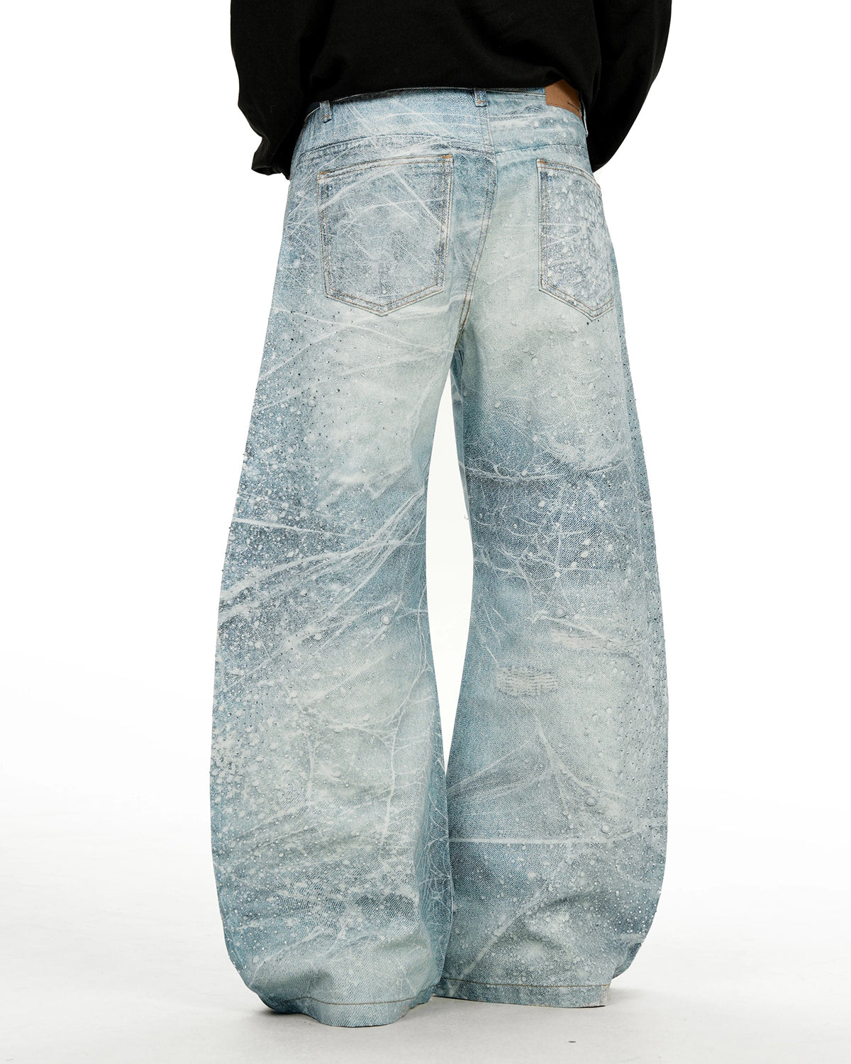 Omygoods Rhinestone Lightning Baggy Barrel Jeans