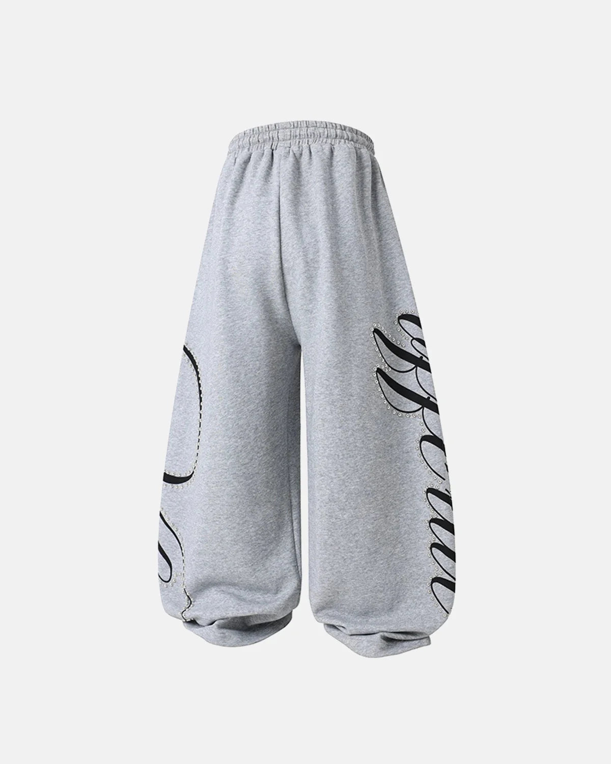 Omygoods Rhinestone Script Baggy Sweatpants