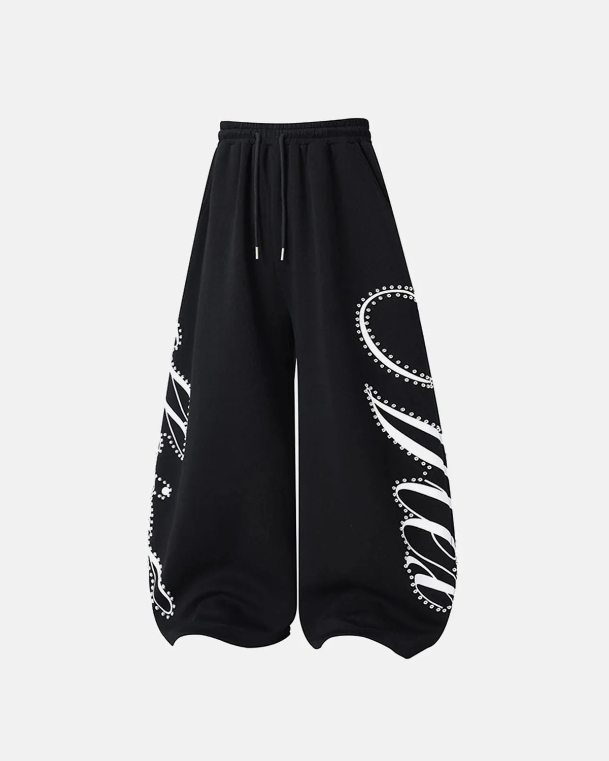 Omygoods Rhinestone Script Baggy Sweatpants