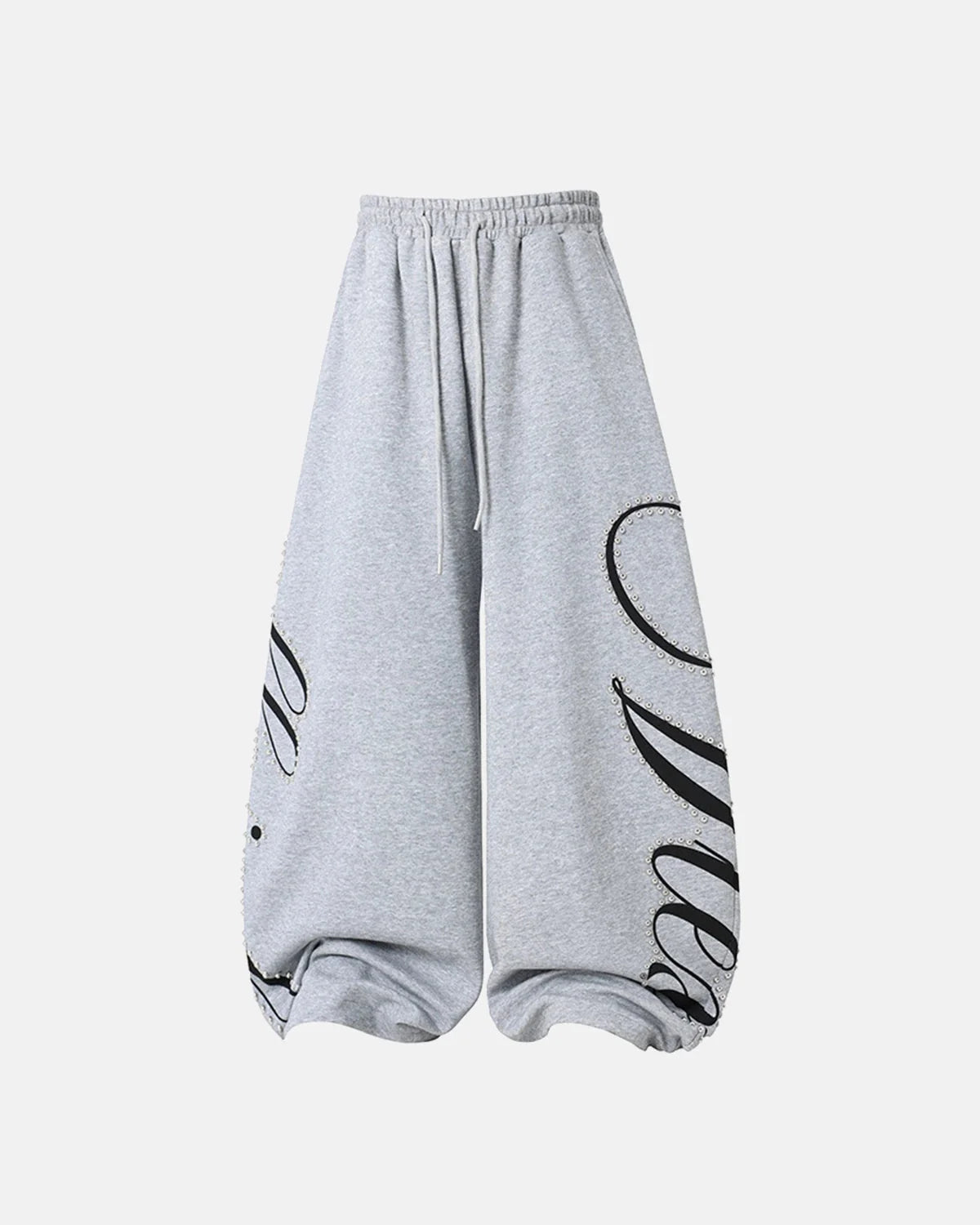 Omygoods Rhinestone Script Baggy Sweatpants