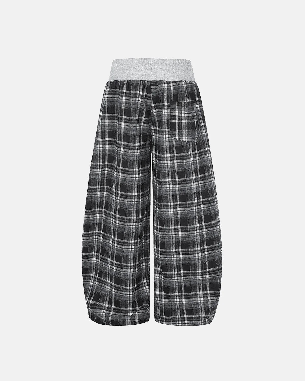 Omygoods Rhinestone Script Plaid Barrel Pants