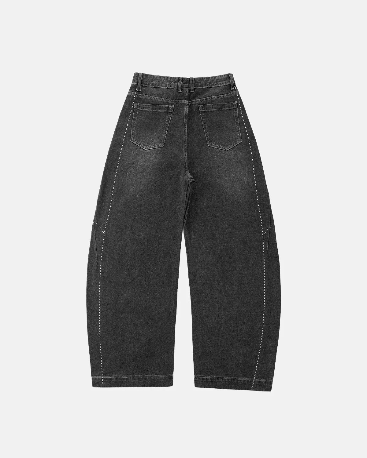 Omygoods Rhinestone Stitching Barrel Jeans