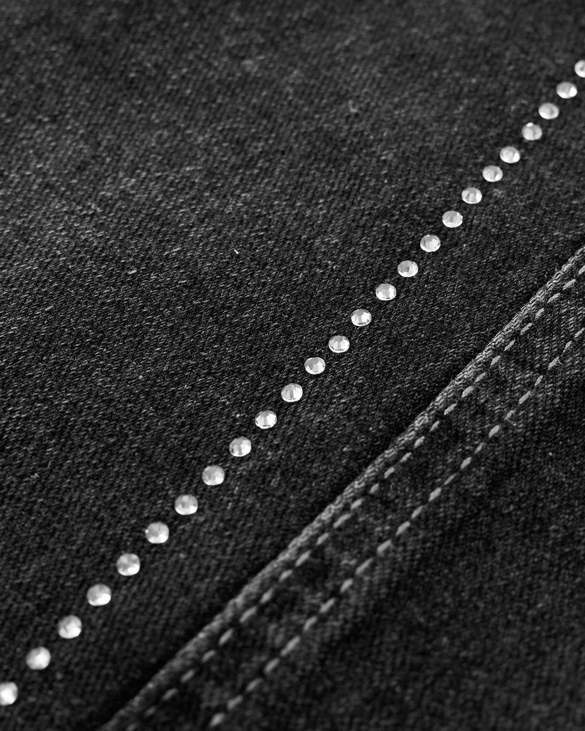 Omygoods Rhinestone Stitching Barrel Jeans