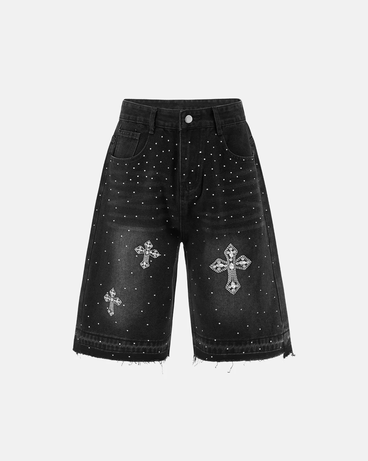 Omygoods Rhinestone Straight Leg Jorts