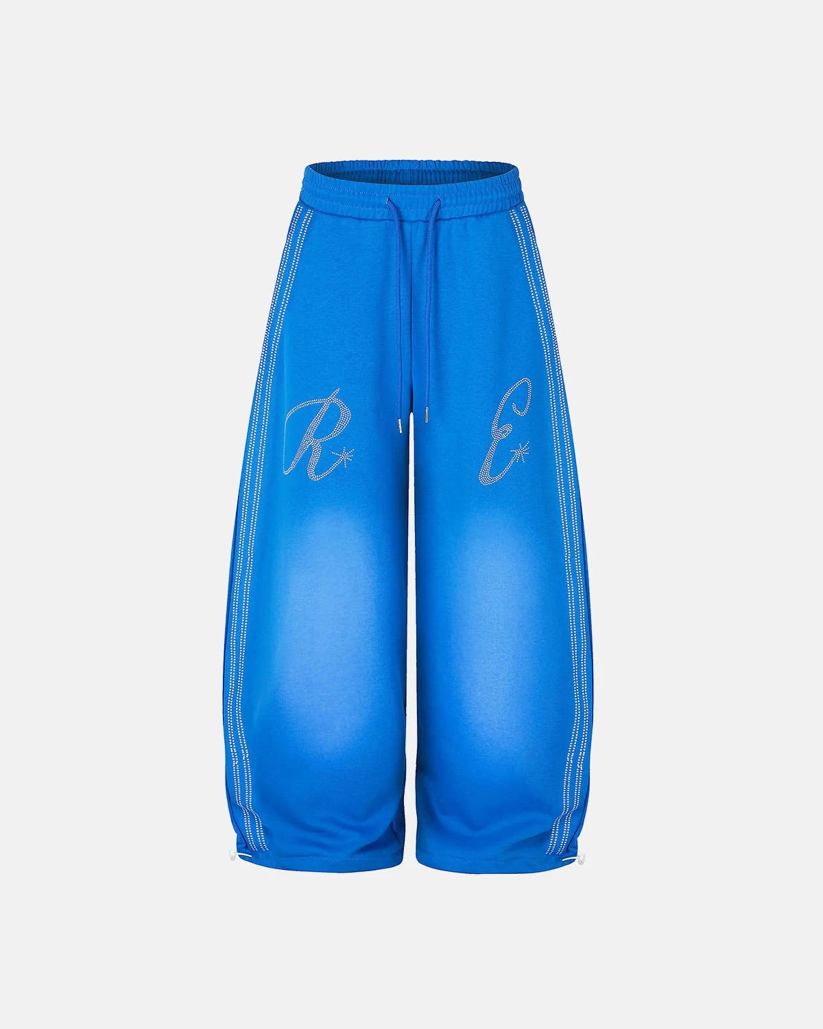 Omygoods Rhinestone Stripe Barrel Sweatpants