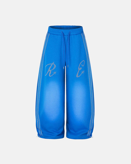 Omygoods Rhinestone Stripe Barrel Sweatpants