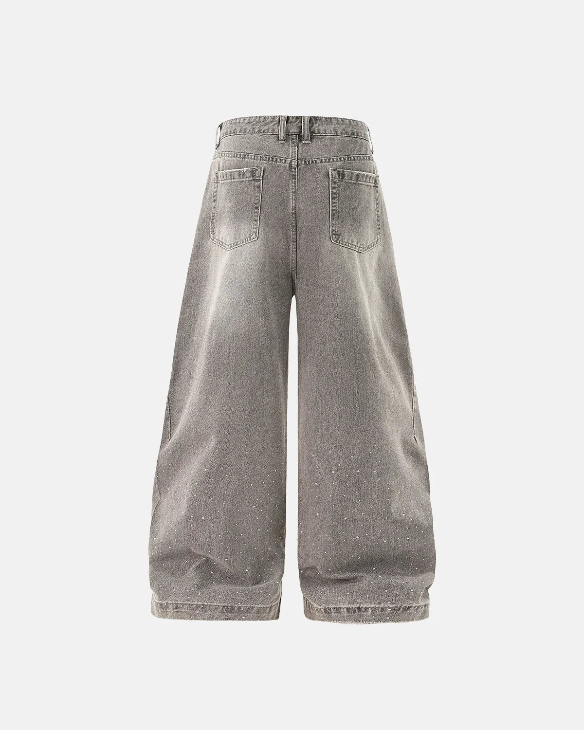 Omygoods Rhinestone Washed Barrel Jeans
