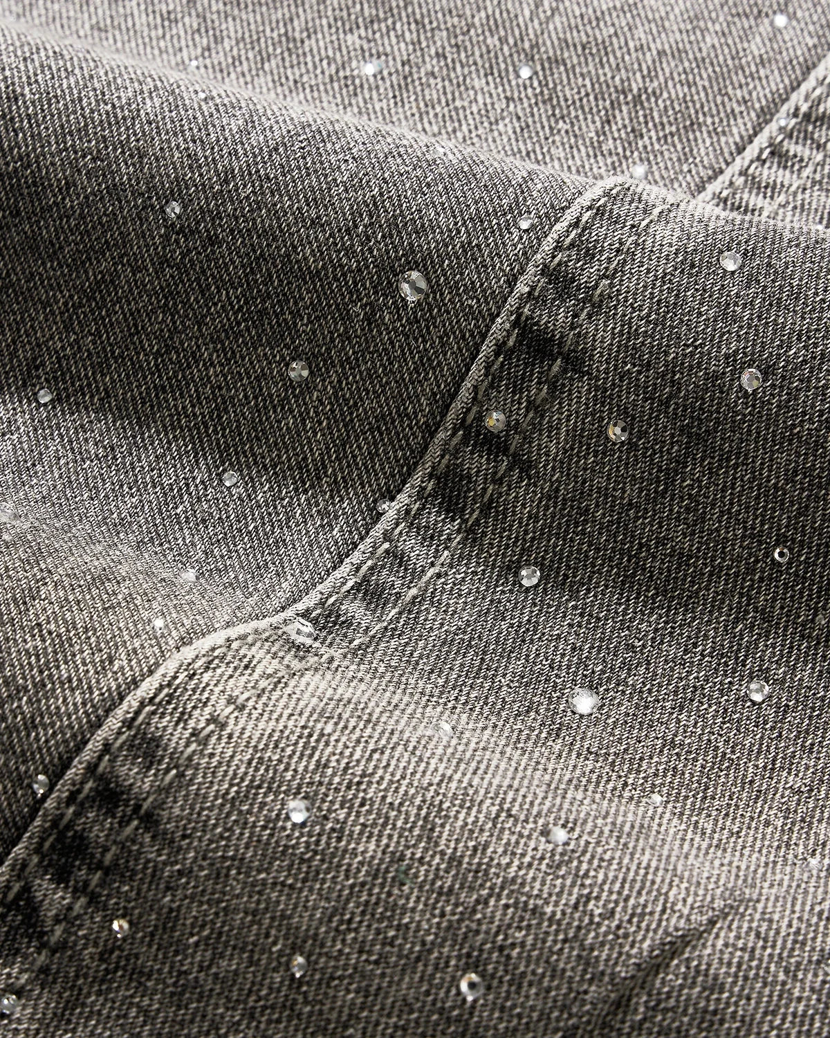 Omygoods Rhinestone Washed Barrel Jeans