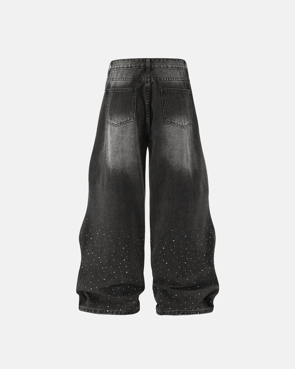 Omygoods Rhinestone Wavy Baggy Jeans