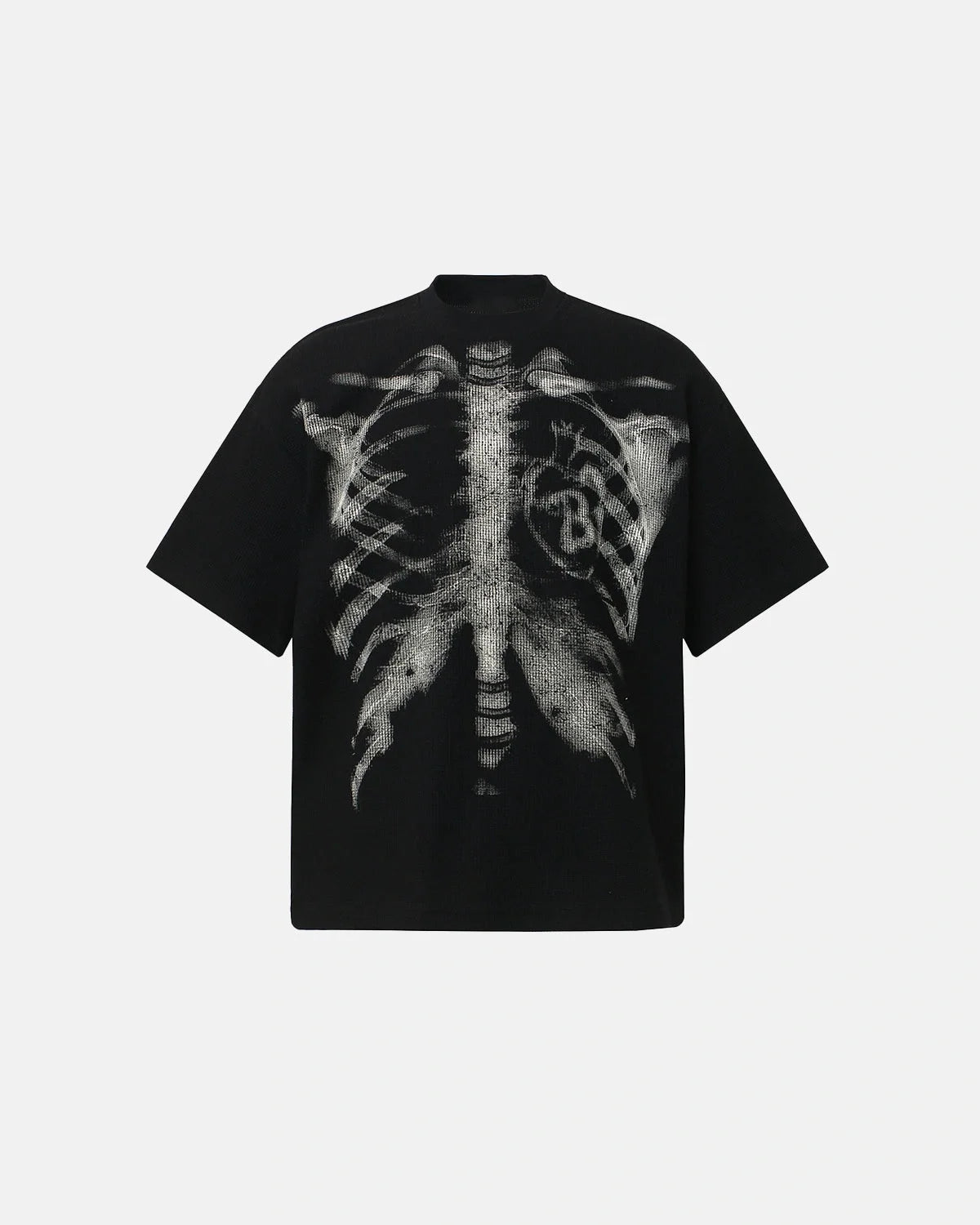 Omygoods Ribcage Graphic Waffle Boxy T-Shirt