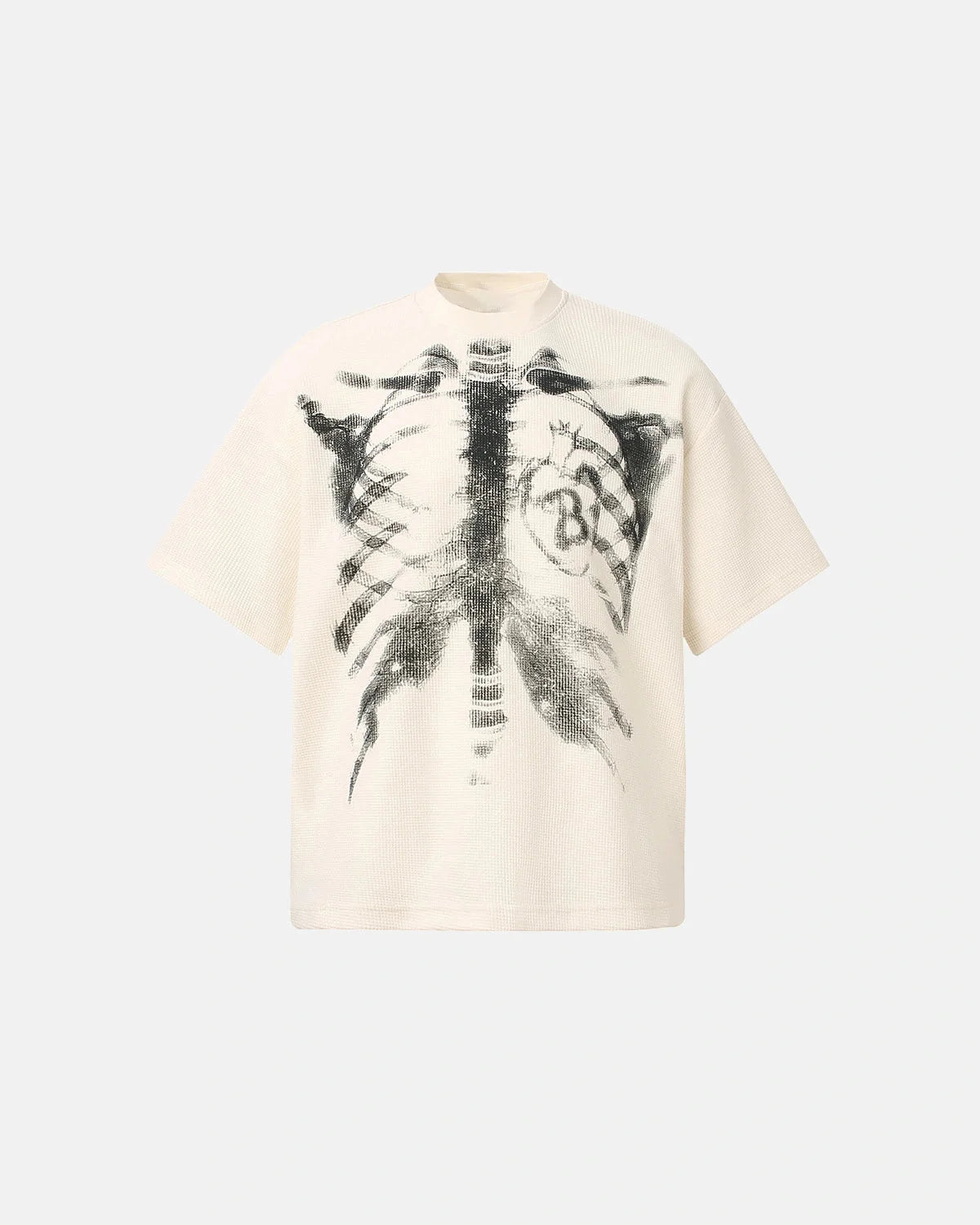 Omygoods Ribcage Graphic Waffle Boxy T-Shirt