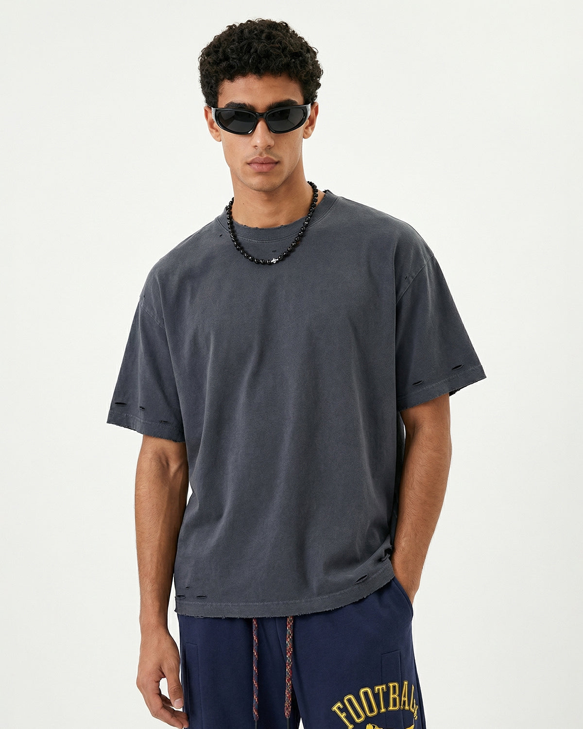 Omygoods Ripped Distressed Washed Oversized T-Shirt