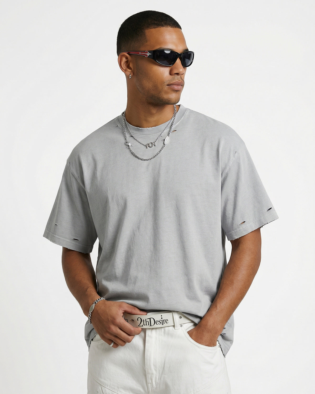 Omygoods Ripped Distressed Washed Oversized T-Shirt