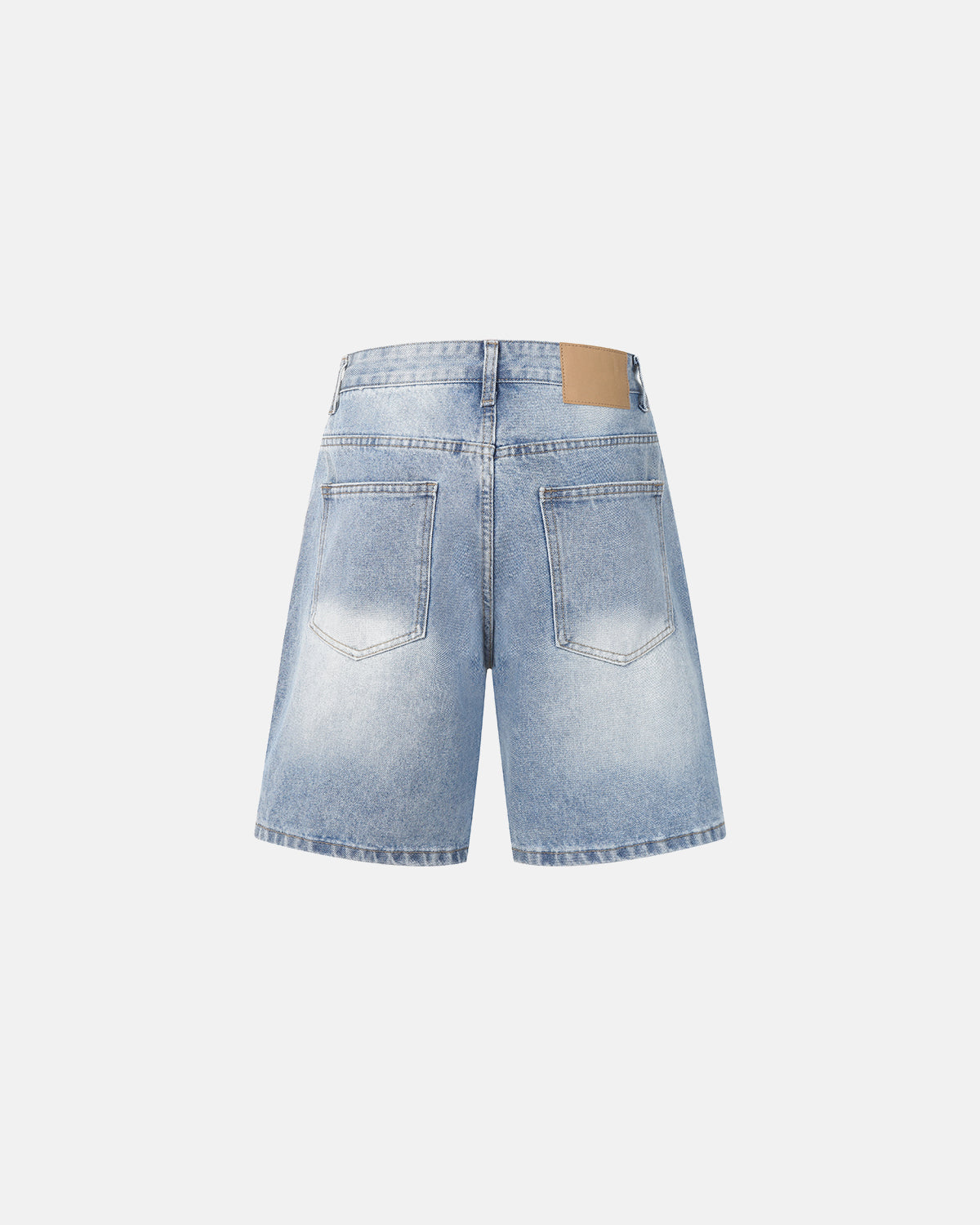 Omygoods Ripped Mid-Length Washed Denim Shorts