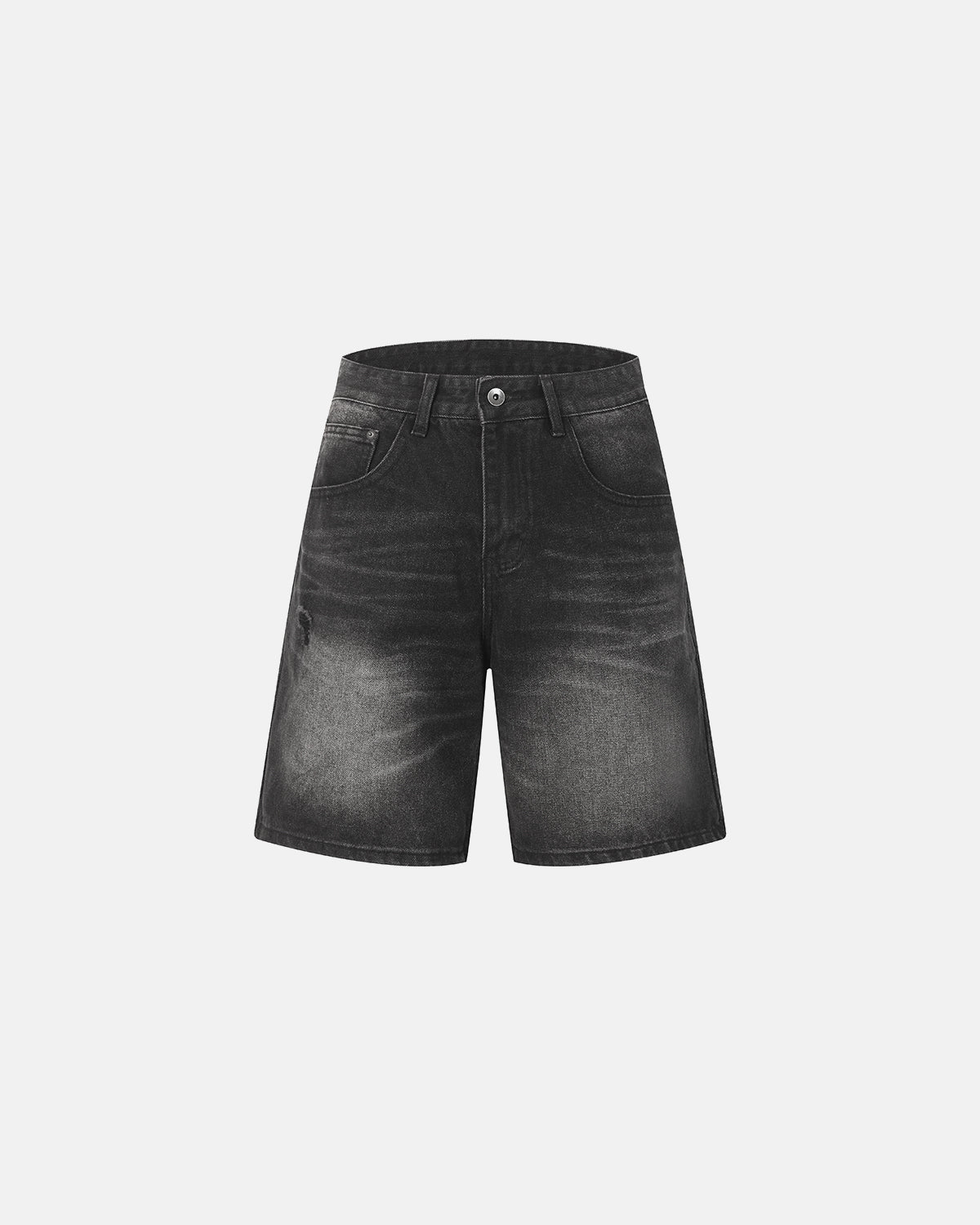 Omygoods Ripped Mid-Length Washed Denim Shorts