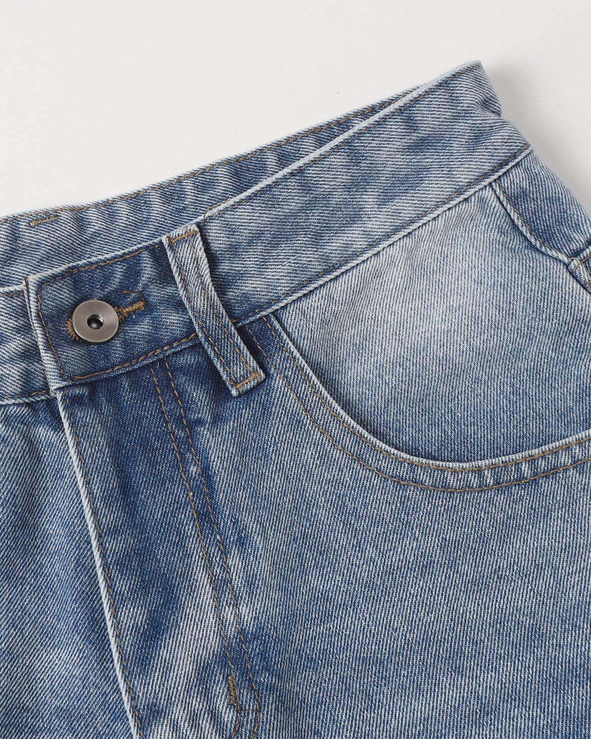 Omygoods Ripped Mid-Length Washed Denim Shorts