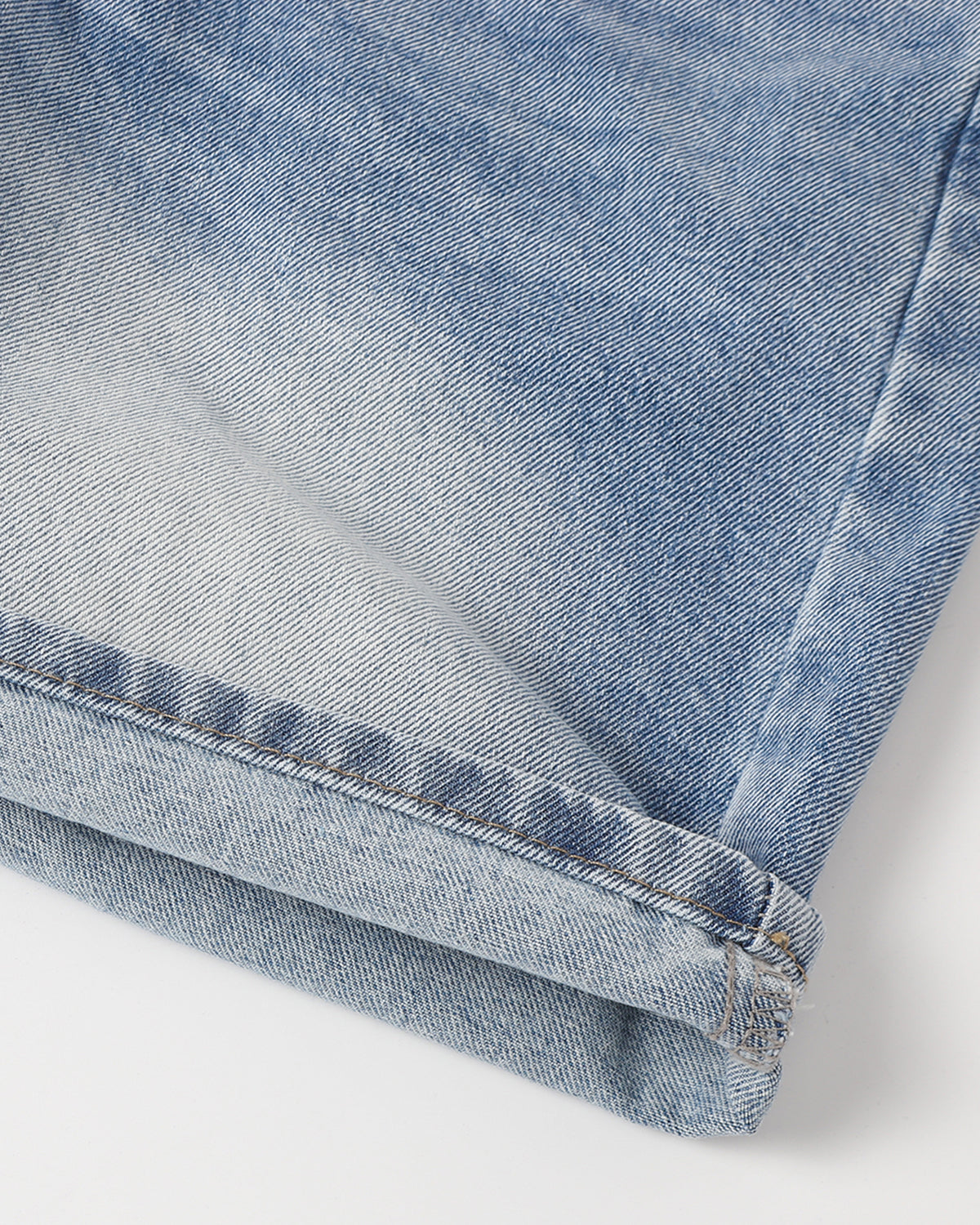 Omygoods Ripped Mid-Length Washed Denim Shorts