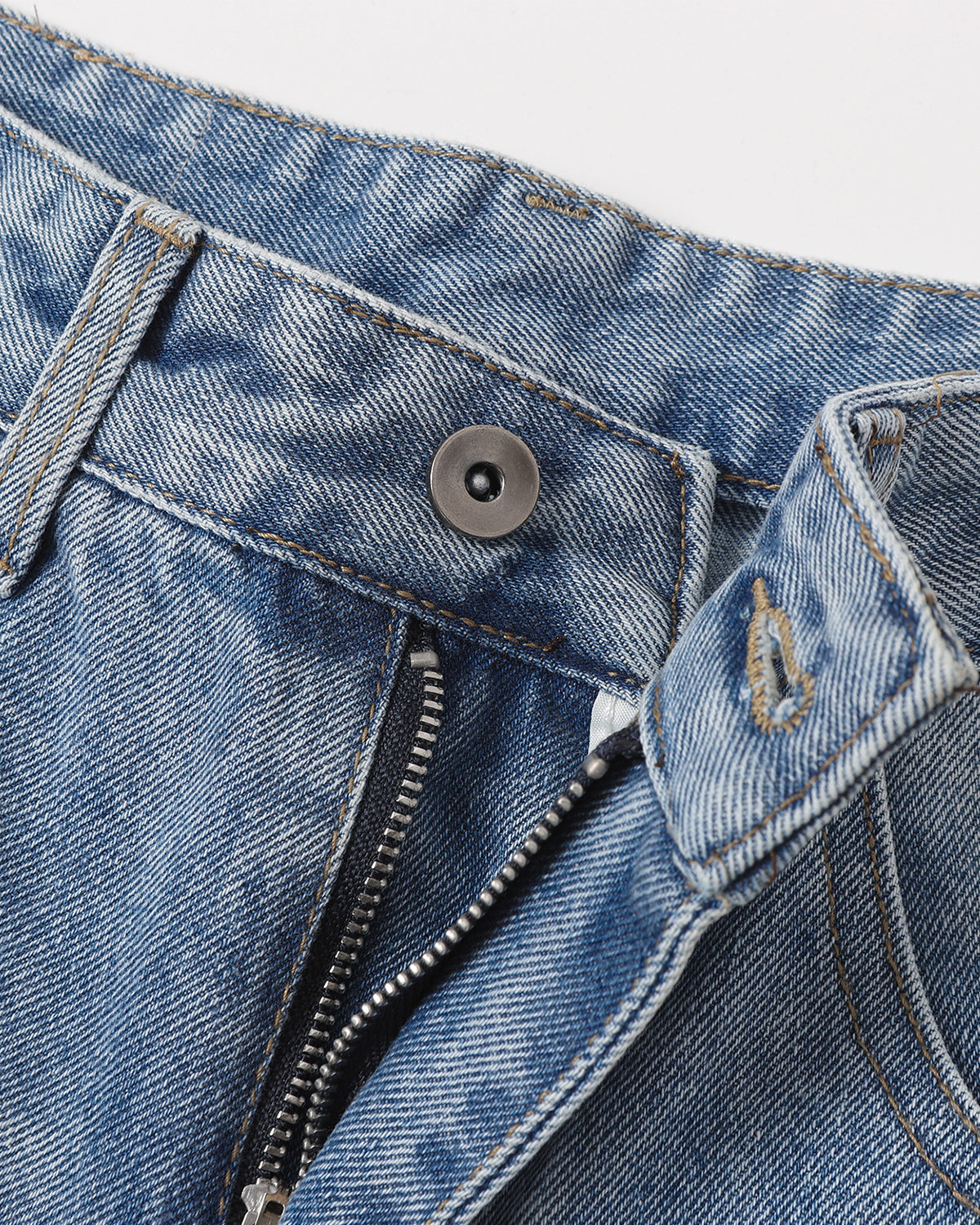Omygoods Ripped Mid-Length Washed Denim Shorts