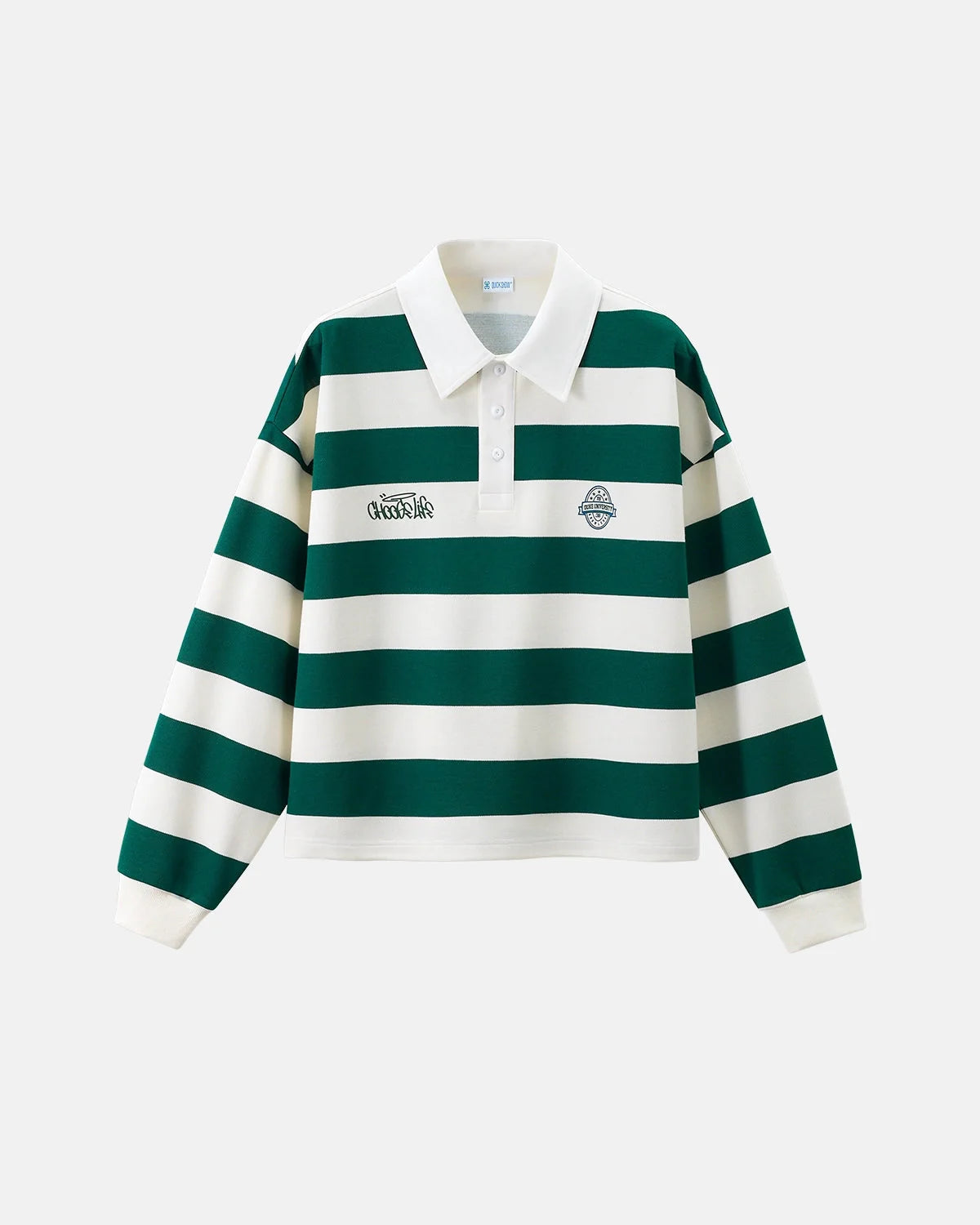 Omygoods Green Rugby Polo Shirt