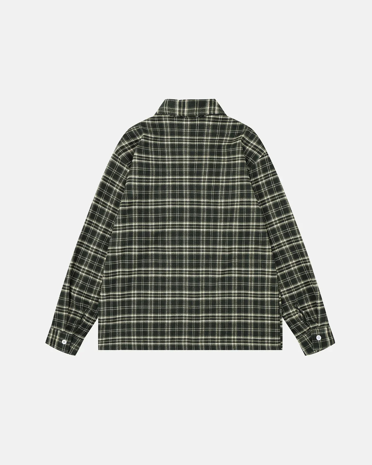 Omygoods Script Embroidered Plaid Long-Sleeve Shirt