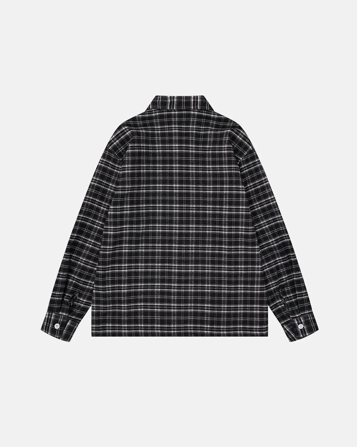 Omygoods Script Embroidered Plaid Long-Sleeve Shirt