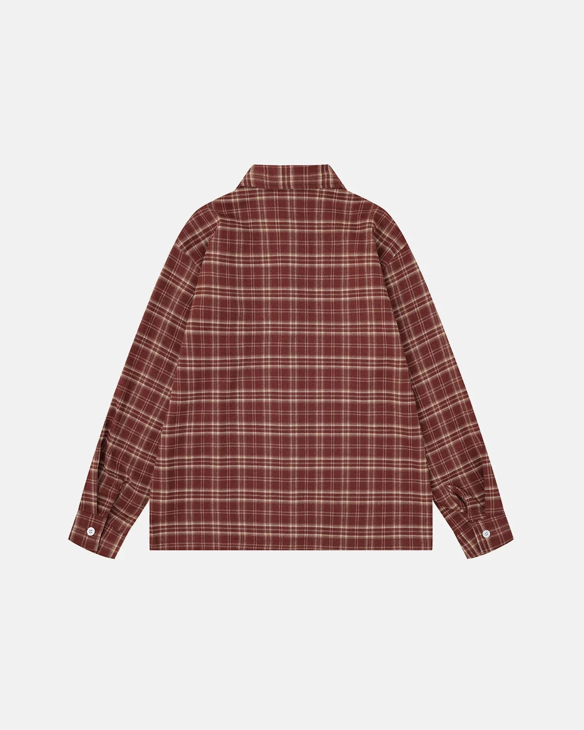 Omygoods Script Embroidered Plaid Long-Sleeve Shirt