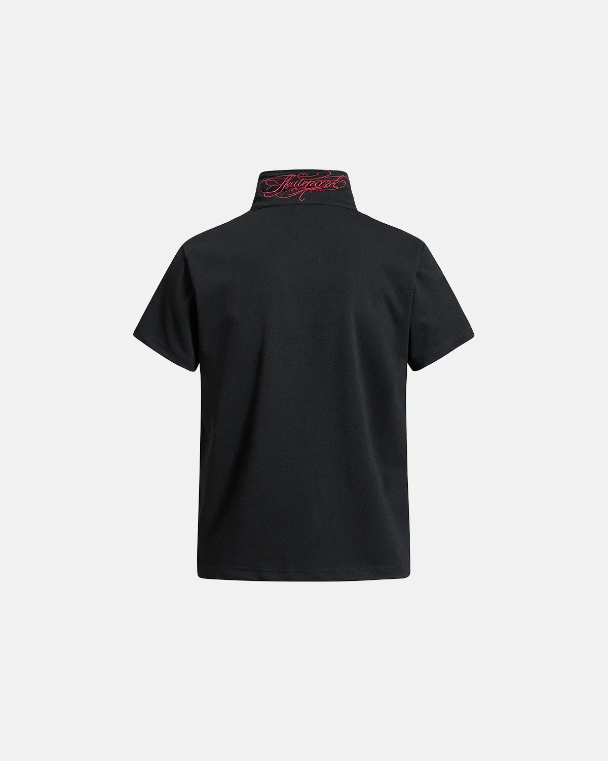 Omygoods Black Script Embroidered Polo T-Shirt
