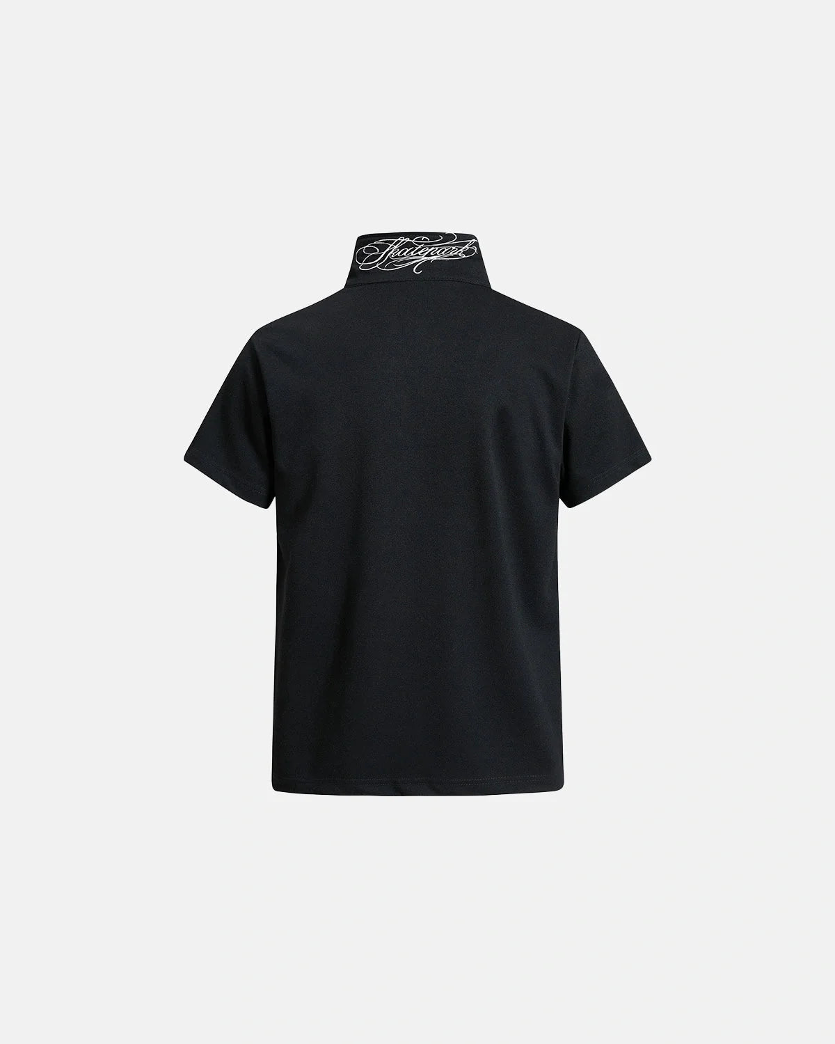 Omygoods Black Script Embroidered Polo T-Shirt