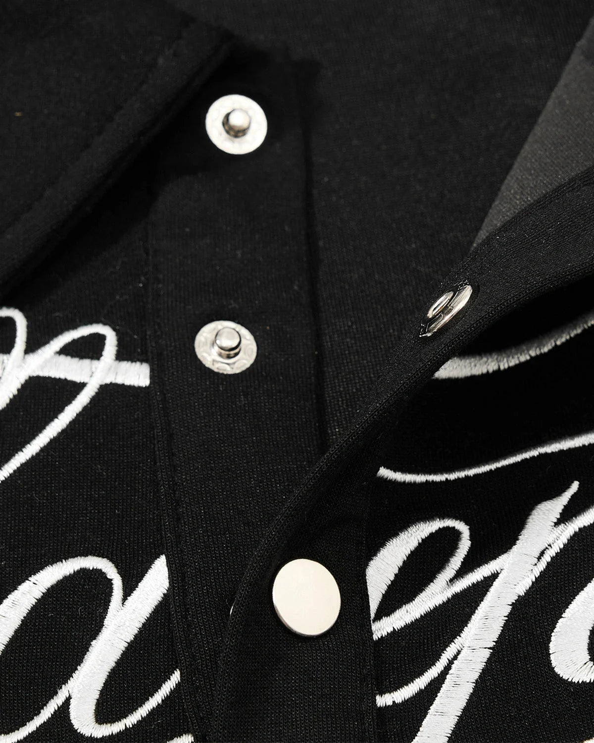 Omygoods Black Script Embroidered Polo T-Shirt