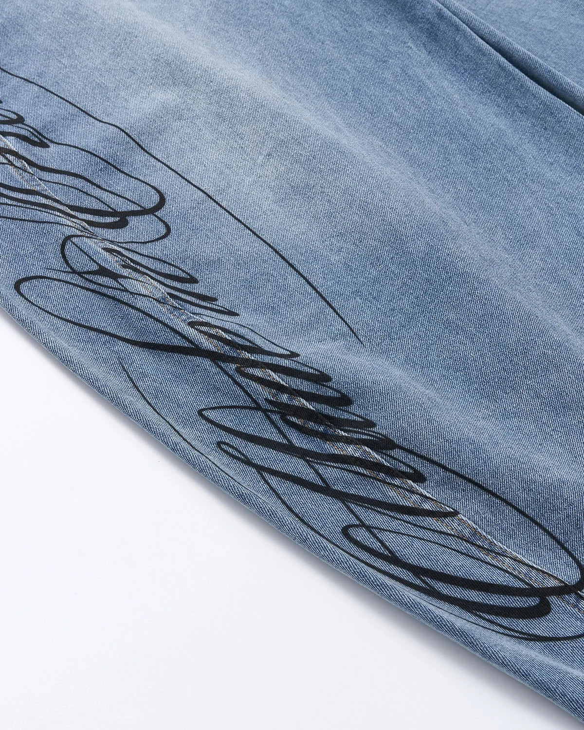 Omygoods Script Graphic Barrel Jeans