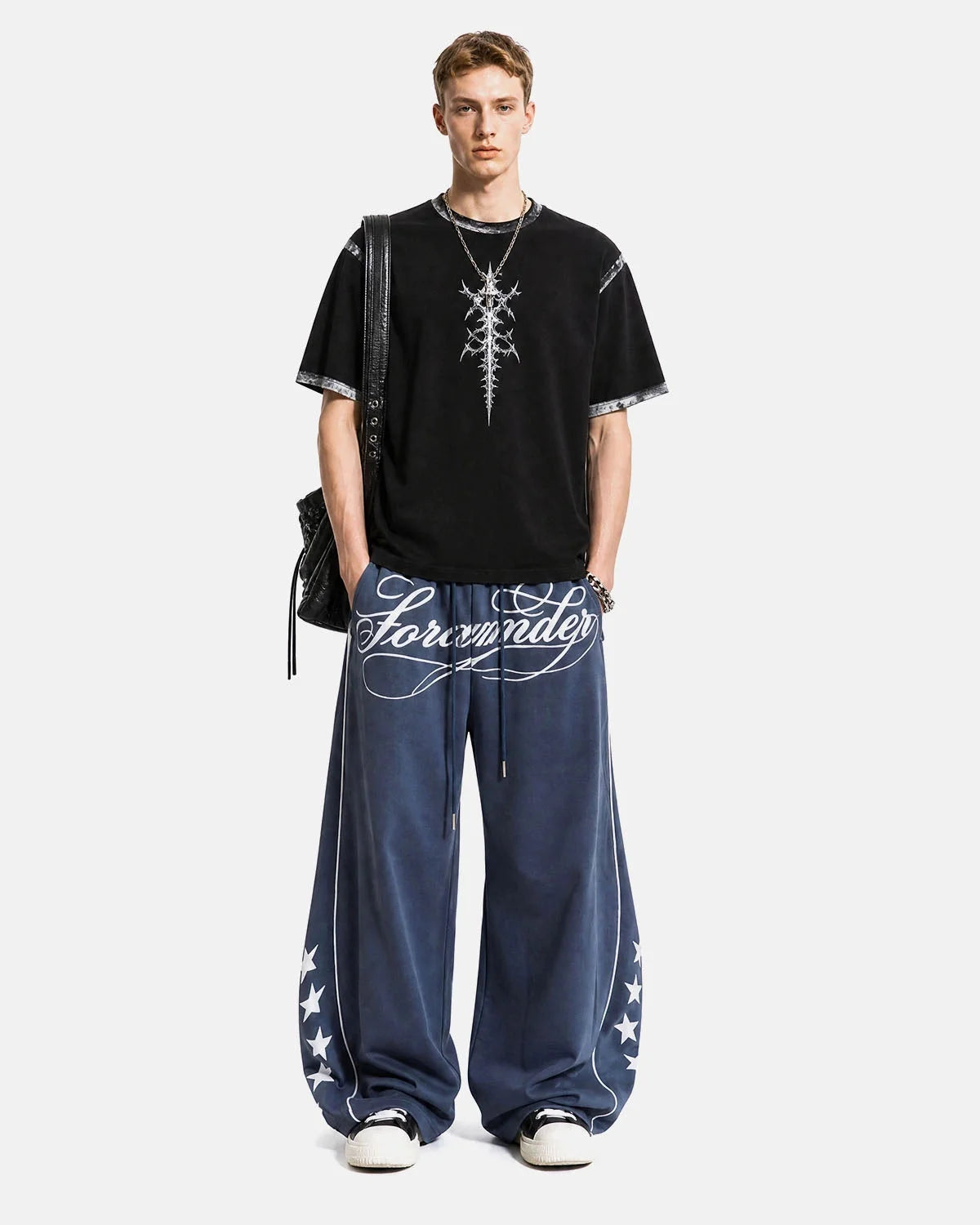 Omygoods Script Graphic Barrel Sweatpants