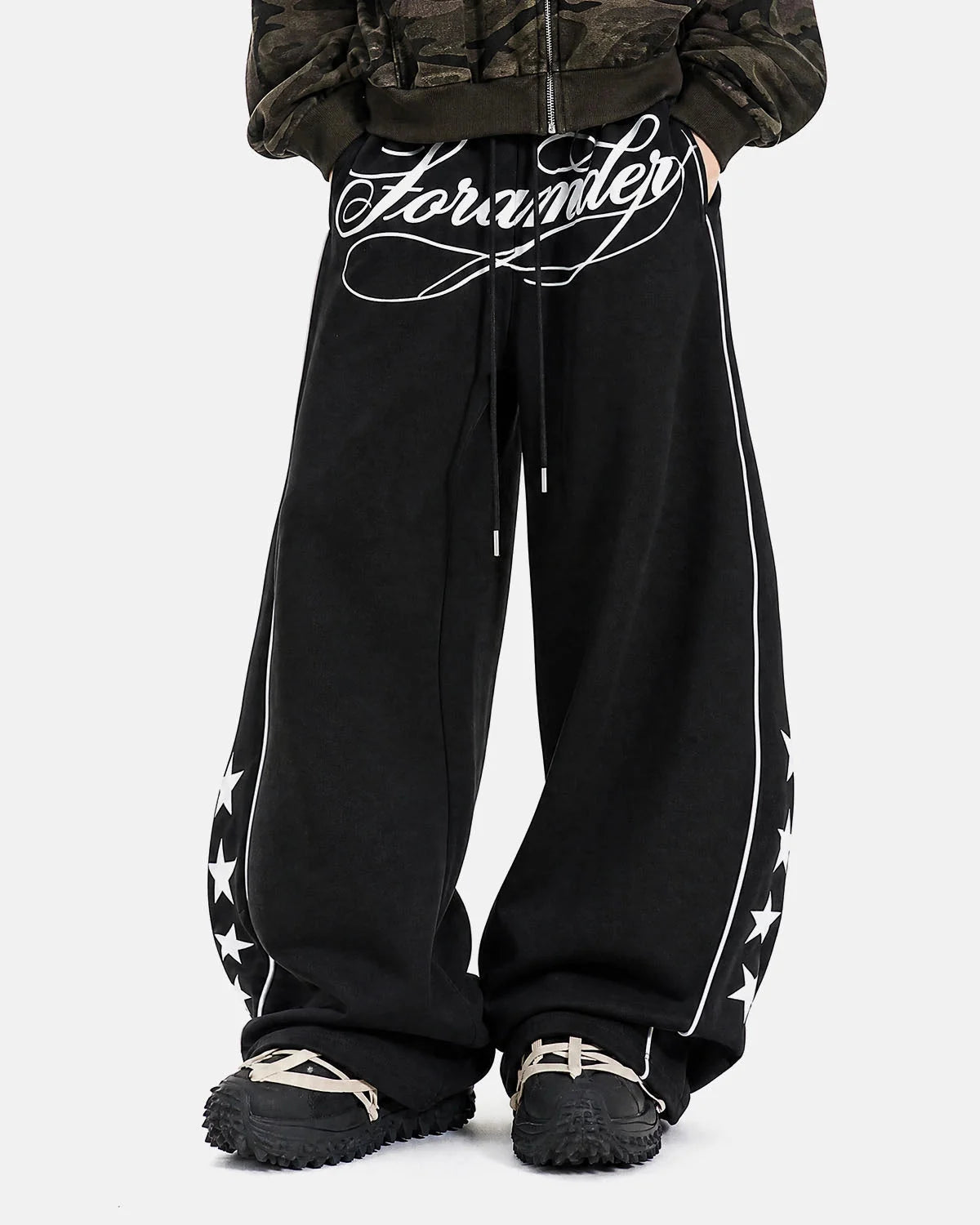 Omygoods Script Graphic Barrel Sweatpants