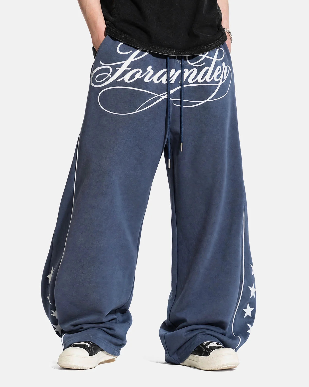Omygoods Script Graphic Barrel Sweatpants