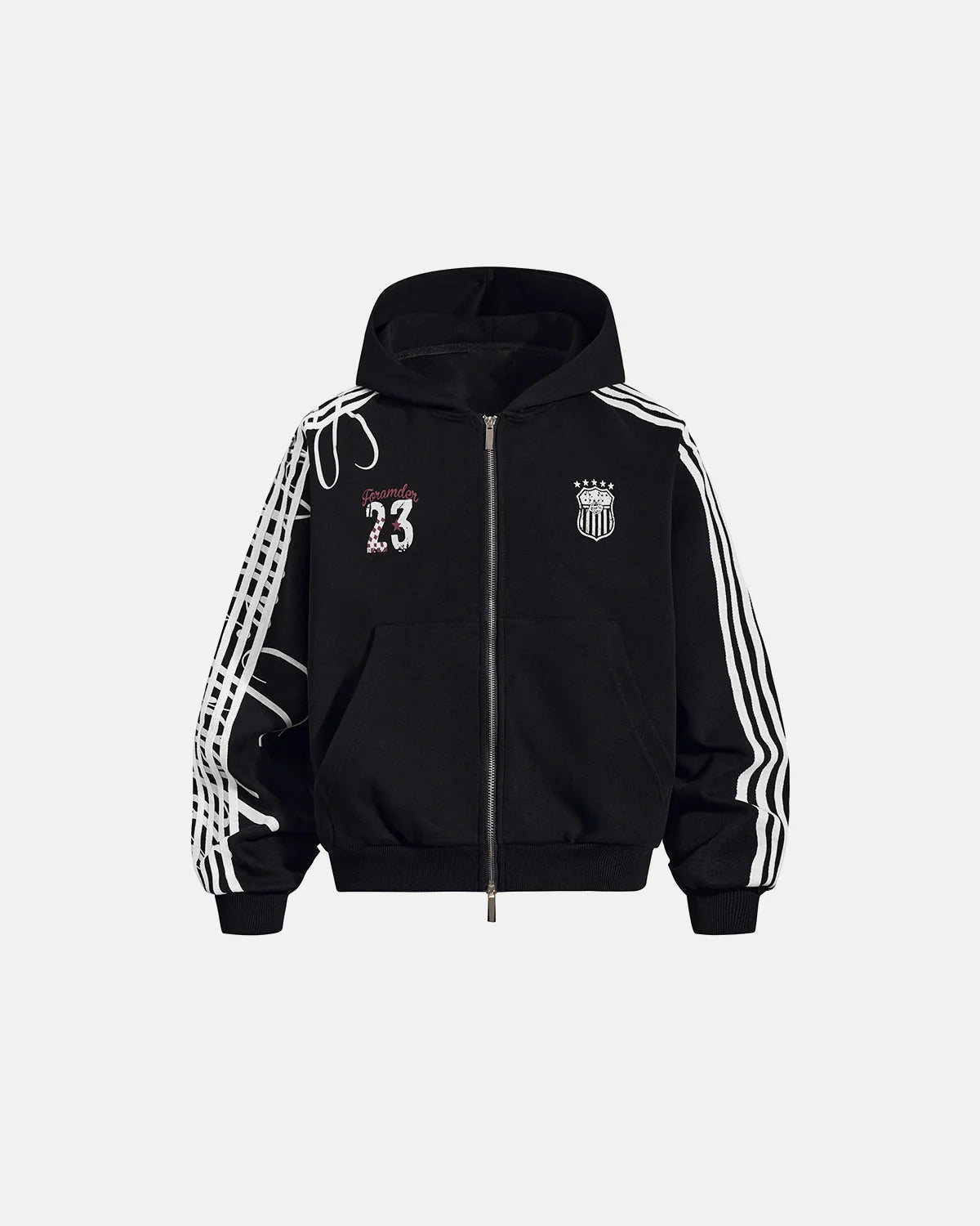 Omygoods Script Graphic Boxy Zip Up Hoodie