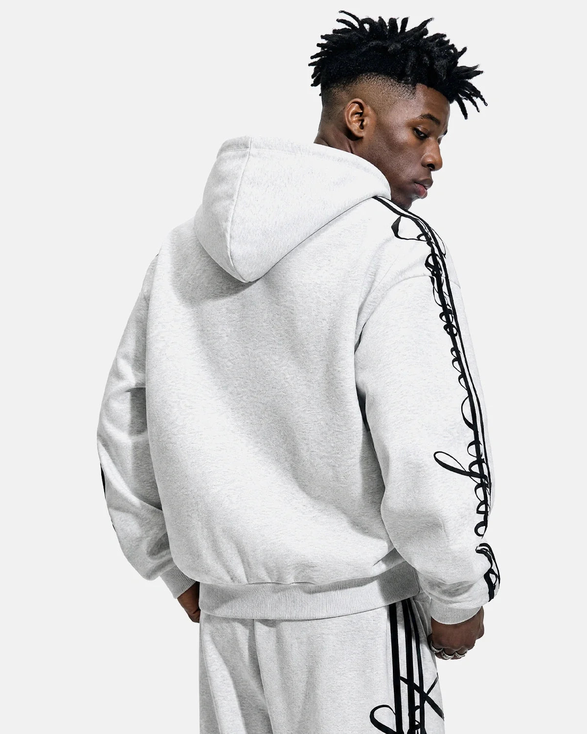 Omygoods Script Graphic Boxy Zip Up Hoodie