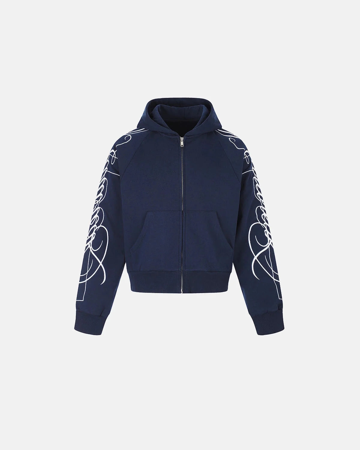 Omygoods Script Graphic Raglan Sleeve Zip Up Hoodie