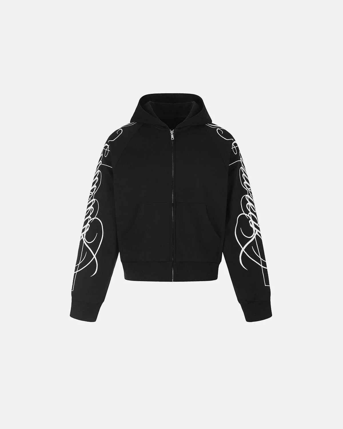 Omygoods Script Graphic Raglan Sleeve Zip Up Hoodie