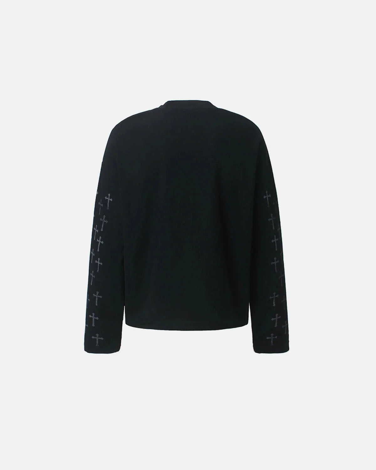 Omygoods Script Graphic Waffle Long Sleeve T-Shirt