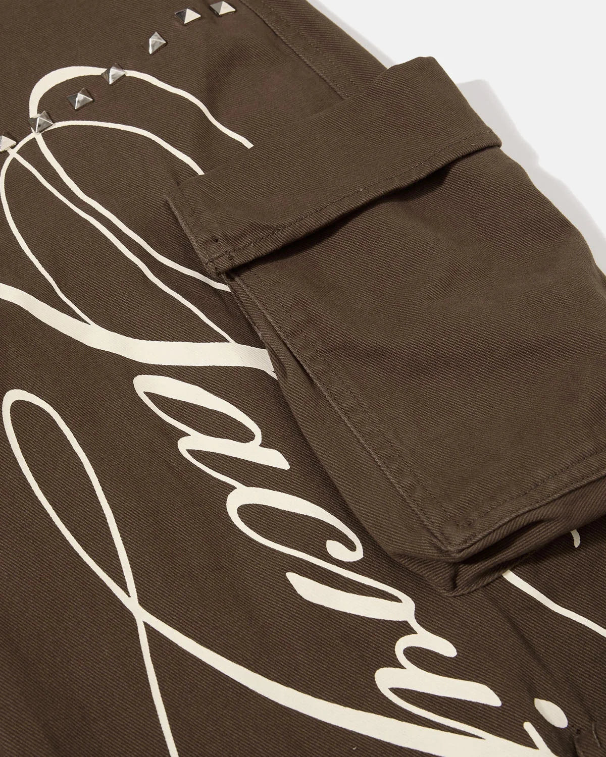 Omygoods Script Graphic Wide Leg Cargo Pants