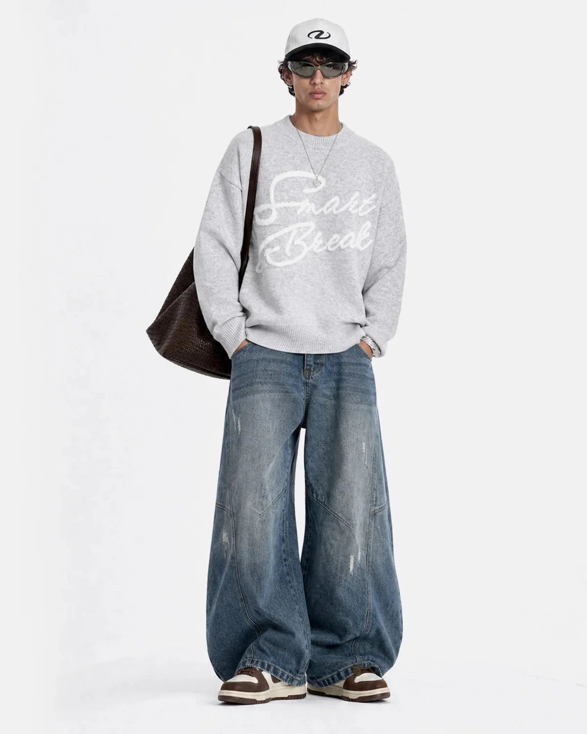 Omygoods Script Letter Graphic Knit Sweater